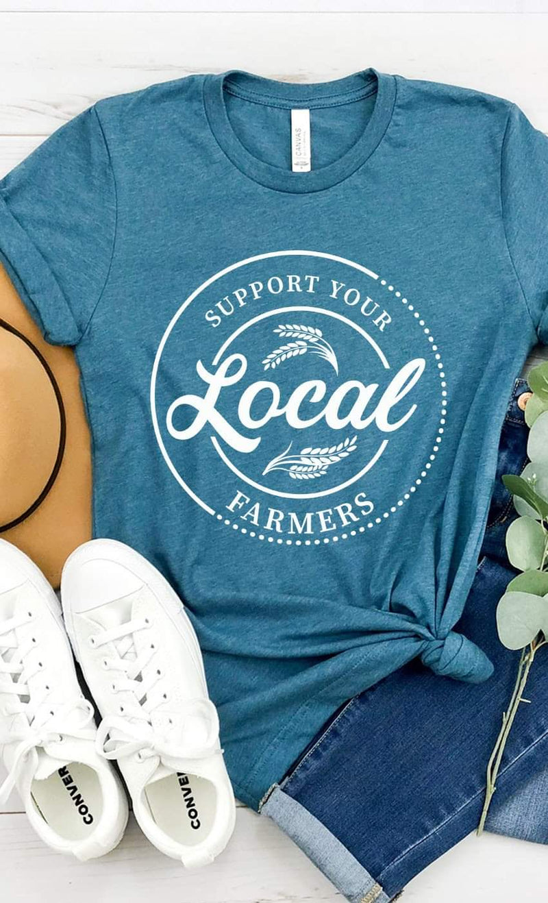 Support Local Farmers Graphic Tee  |  Blue