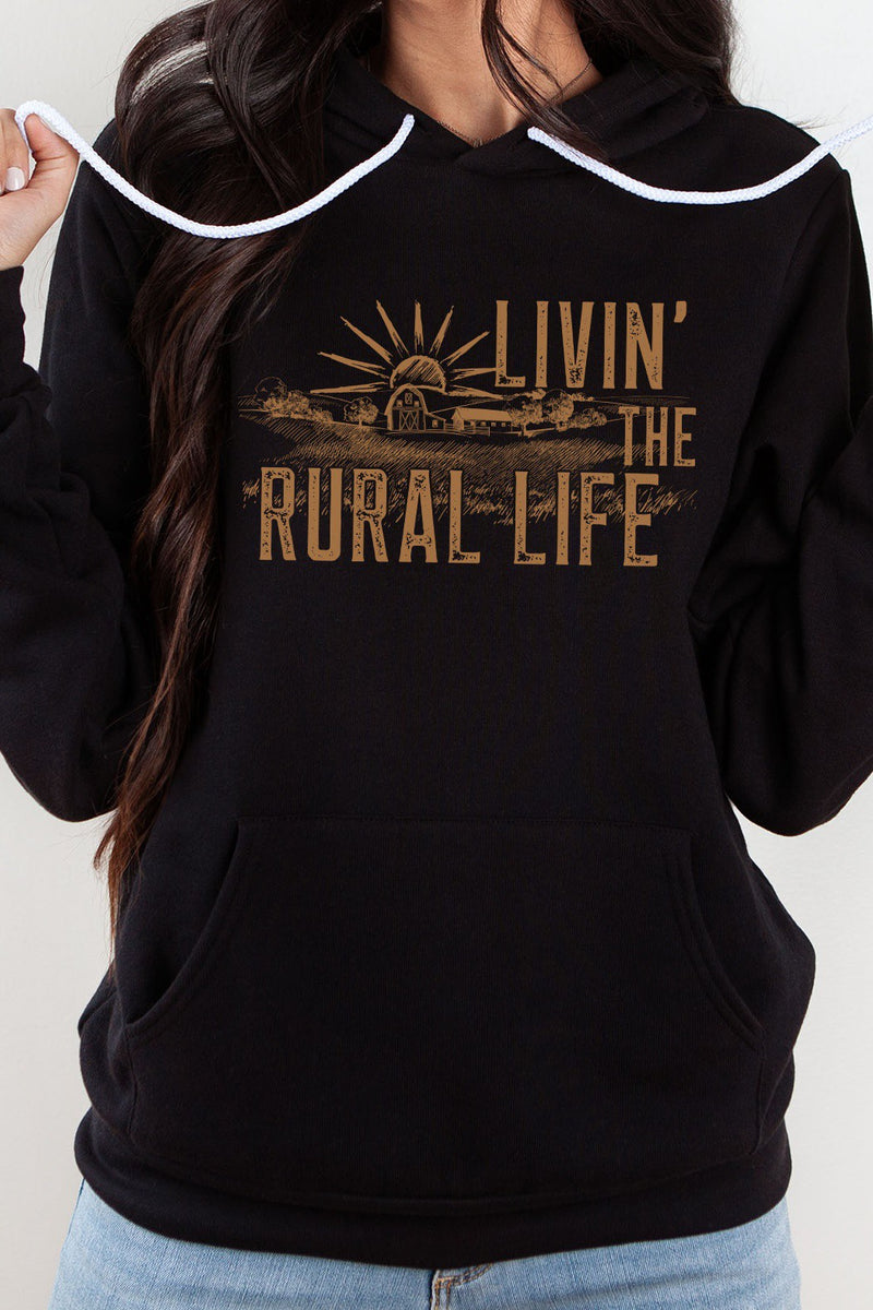 Living The Rural Life Hoodie  |  Black