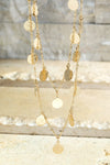 Golden Disc Double Strand Necklace - TL10