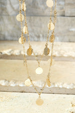 Golden Disc Double Strand Necklace - TL10