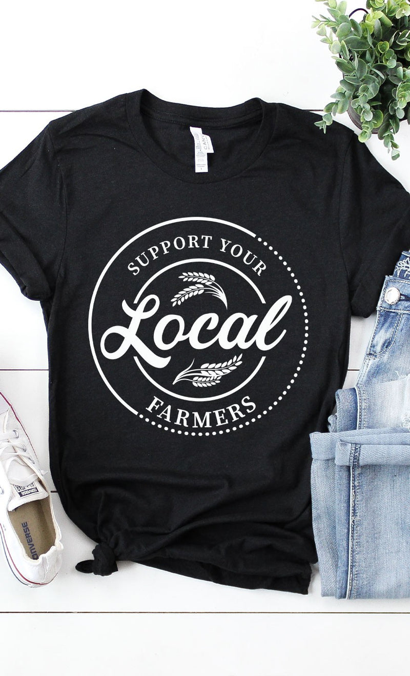 Support Local Farmers Graphic Tee  |  Black