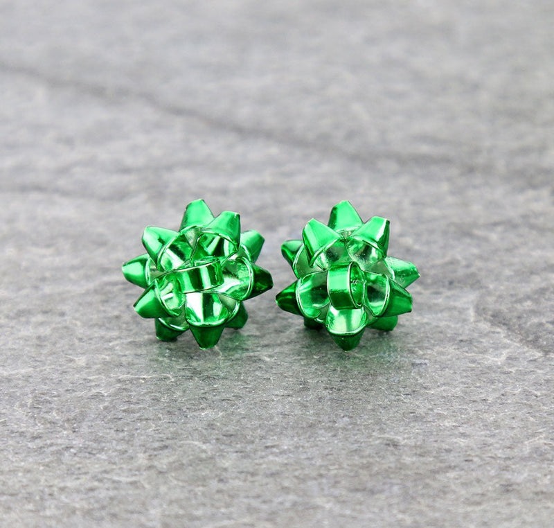 Christmas Bow Earrings  |  Green