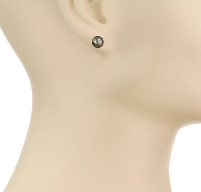 Navajo Pearl Stud Earrings (Silver)  |  Medium
