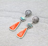 TL-1013   Concho Turquoise Spiny Oyster Earrings