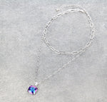 TL-1020 Rhinestone Pendant Layered Necklace  |  Blue