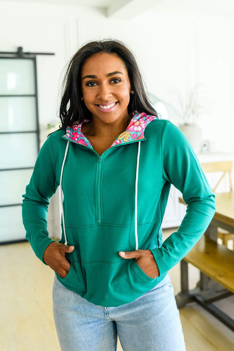 Audre Half Zip Hoodie by Shirley & Stone  |  Green