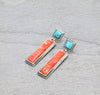 TL- 70  Turquoise and Spiny Oyster Looking Earrings