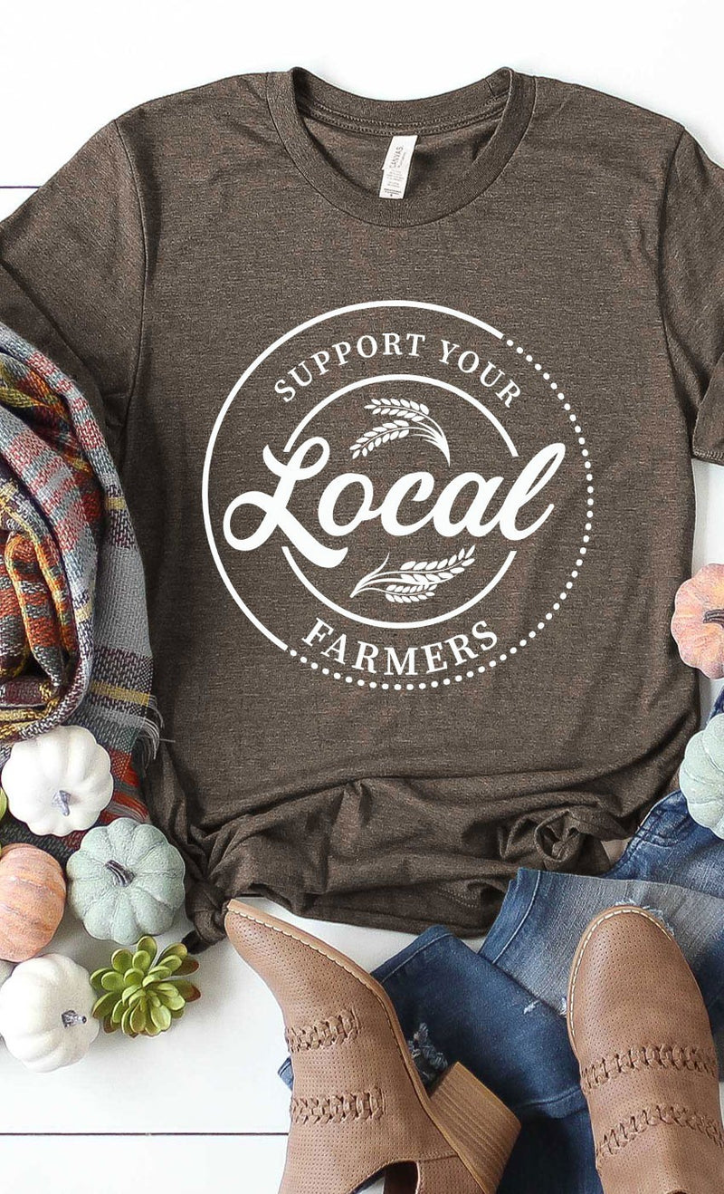 Support Local Farmers Graphic Tee  |  Brown