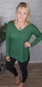 Bella Dawn Vneck Sweater  |   Heather Dark Green