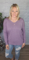 Dreamers Soft Touch Bella Rae VNeck Sweater  |  Heather Purple