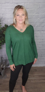 Bella Dawn Vneck Sweater  |   Heather Dark Green