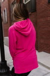 Blooming Pink Longline Side Slit Hoodie  by Ampersand Ave