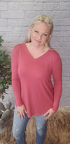 Layer Right VNeck Long Sleeve | Rose