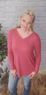 Layer Right VNeck Long Sleeve | Rose