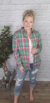 Spring Plaid Button Up Long Sleeve