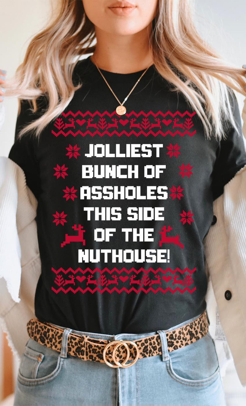 Christmas Nuthouse Graphic Tshirt  |  Black
